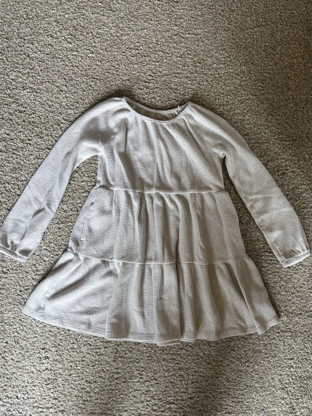 Cat & Jack Cream Textured Long-Sleeve Tiered Dress